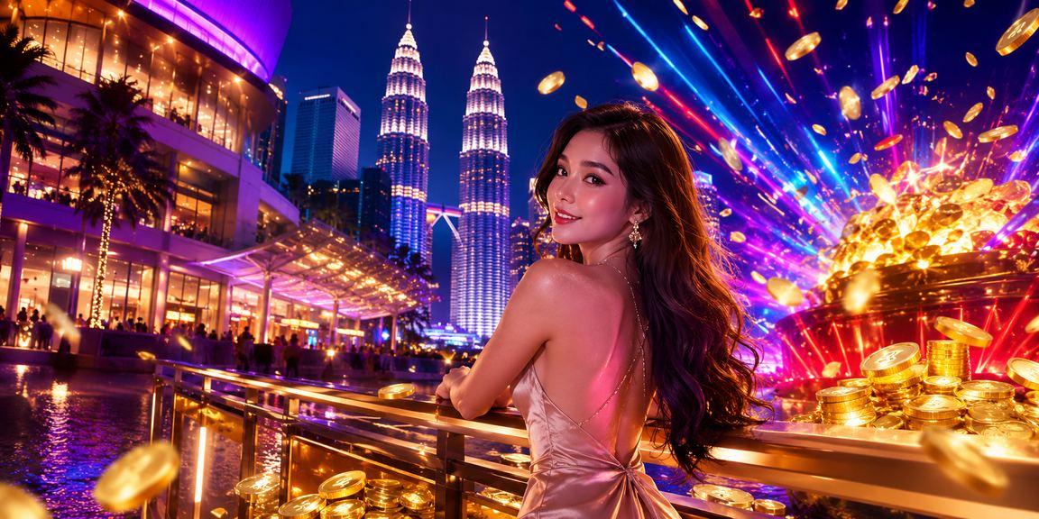 Pemandangan kasino hiburan di Kuala Lumpur dengan lampu neon menarik